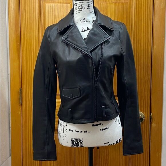 7 For All Mankind Jackets & Blazers - 7 for all mankind leather moto jacket size XS